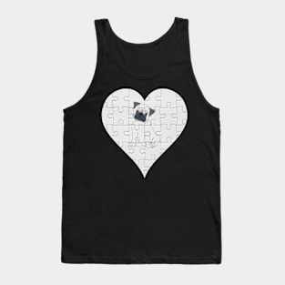 Pug Heart Jigsaw Pieces Design - Gift for Pug White Lovers Tank Top